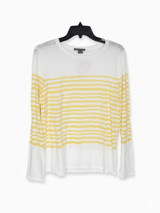 Vince Tops - VINCE Lightweight White & Yellow Striped Long Sleeve Top